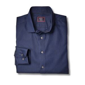 UNTUCKit Johnston Blue & Navy Gingham Slim Fit Wrinkle-Free Shirt M